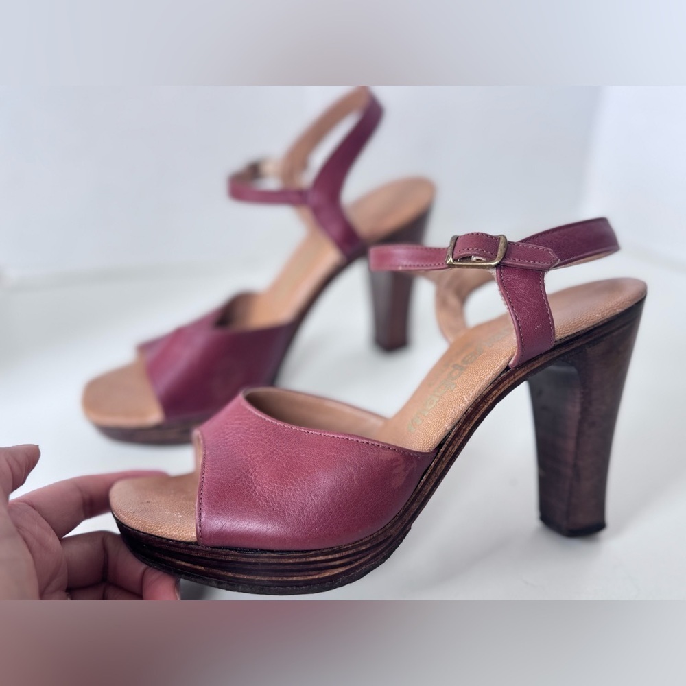 Vintage 70s California Magdesians Howe’s San Bernardino wooden Heel Sandals Shoe - Picture 5 of 12